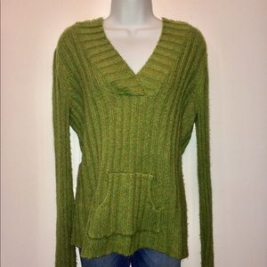 Maurice’s Green Hooded V neck Sweater size Xl